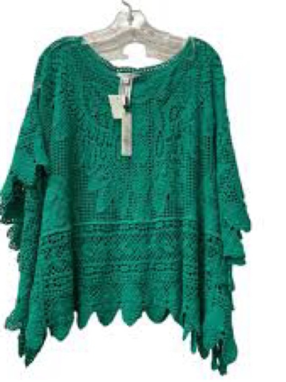 Chico's Emerald Green Crochet Poncho